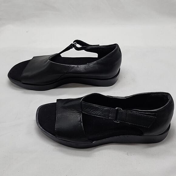 ■MUNRO■PEYTON●BLACK LEATHER SANDAL SLIGHT PLATFORM VELCRO STRAP LADIES 7■NWOB😍 - Picture 9 of 16
